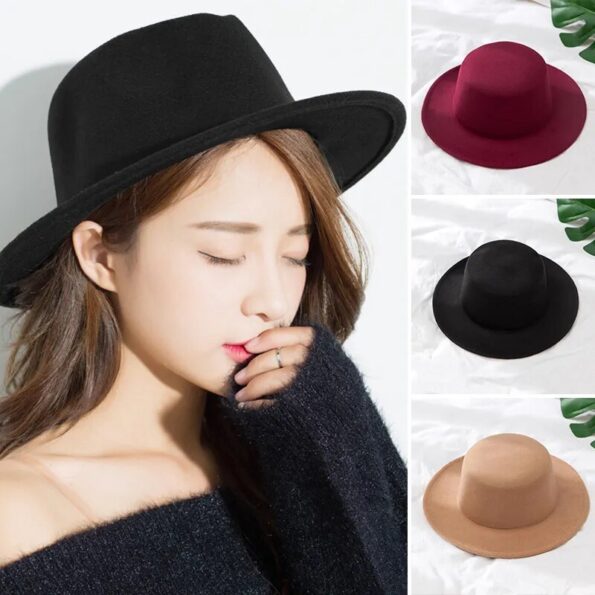 Autumn-Winter-Wool-Boater-Flat-Top-Hat-For-Women-s-Felt-Wide-Brim-Fedora-Hat-Jazz-1