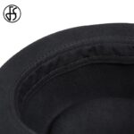 FS-Vintage-Pork-Pie-Hat-Men-Wide-Brim-Wool-Felt-Fedora-Black-Hat-Mans-Church-Jazz